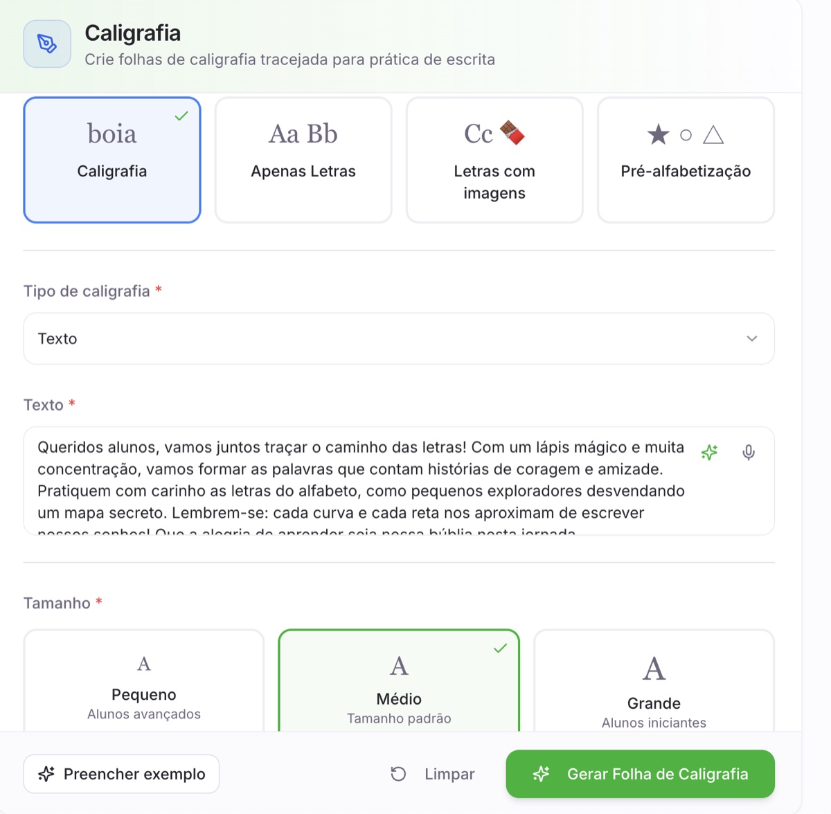 Caligrafia — exemplo 1