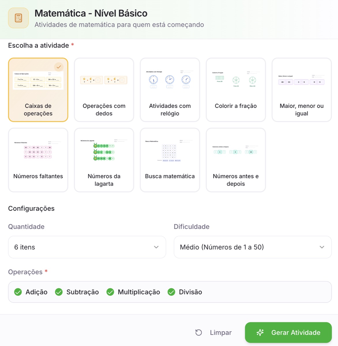 Matemática básica — exemplo 1
